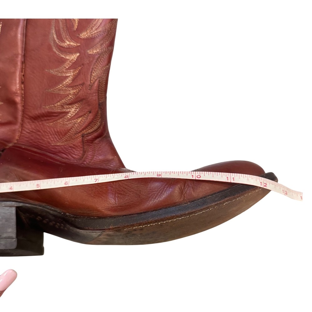 Dan Post Western Vintage Cowboy Boots Leather Red Brown Woman Size 11.5 EW 80's - Picture 8 of 16